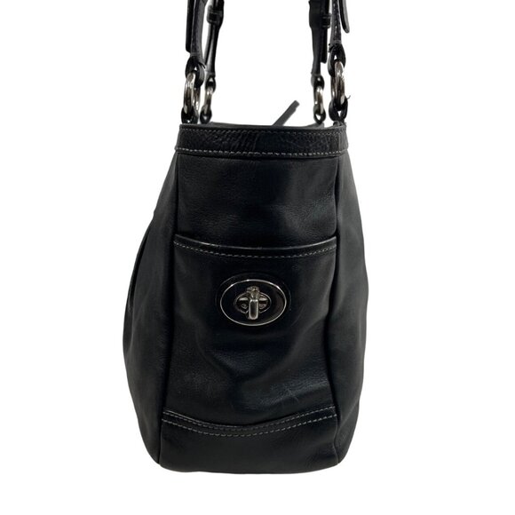 Coach East West Gallery pleated Leather Silver Tone Detail Shoulder Bag Sz M - Picture 9 of 16